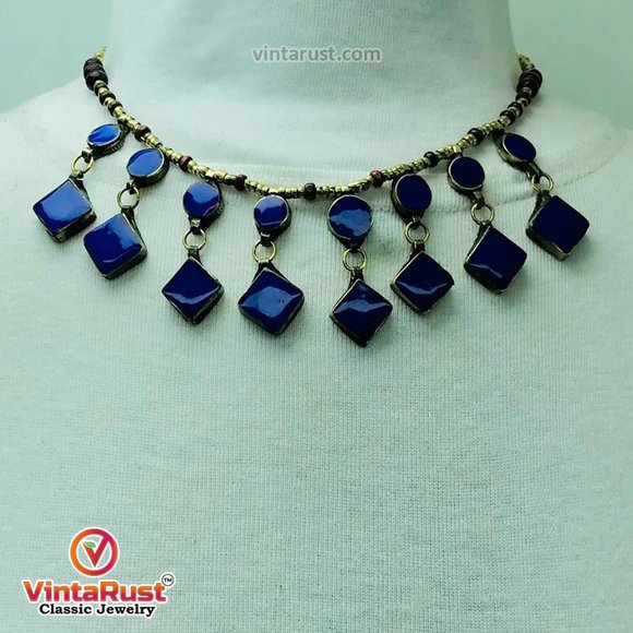 Coral Stone Beaded Choker with Ring and Earrings - Picture 1 of 7